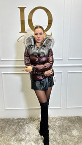 Haina fas cu blana naturala Charm Bordo